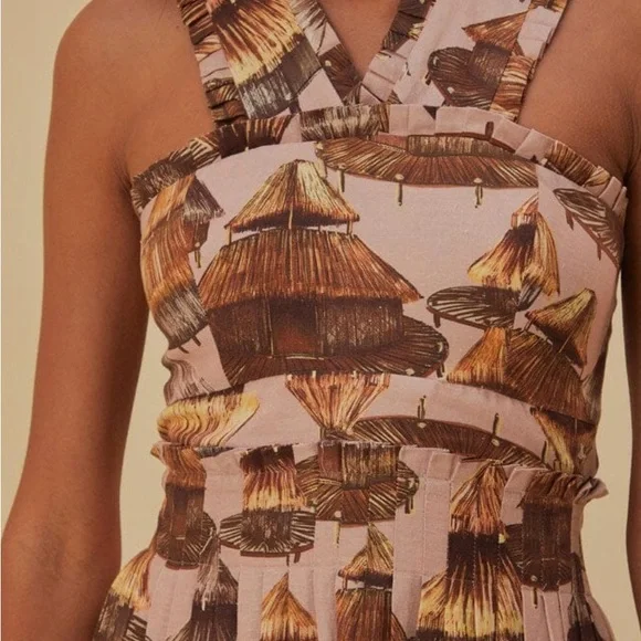 FARM Rio Malocas Beige Sleeveless Midi Dress - Picture 4 of 8